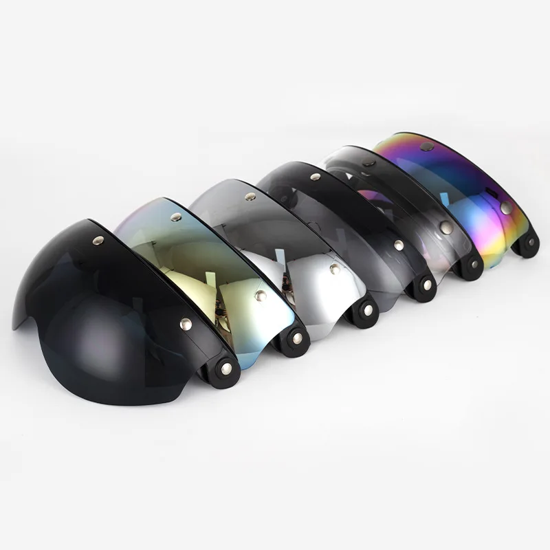 

Sunglasses Motorcycle Helmet W-shaped Anti-Scratch Flip Up Down Shield Replacement for 3-Snap Open Face Helmet Accessories