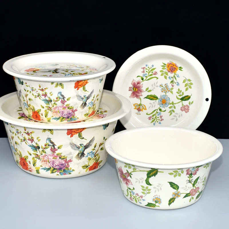 Large Deep Enamel Covered Bowl Multifunctional Kitchen Storage Container for Lard Medicine Dumpling Filling Eco-Friendly Durable