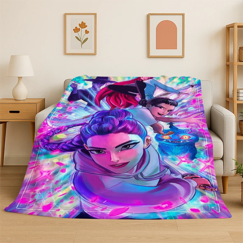 KPop D-Demon Hunters Girl Group Cartoon Soft Flannel Throw Blanket,Cozy Blanket for Bed,Couch,Sofa,Bedroom,Living Room,Travel