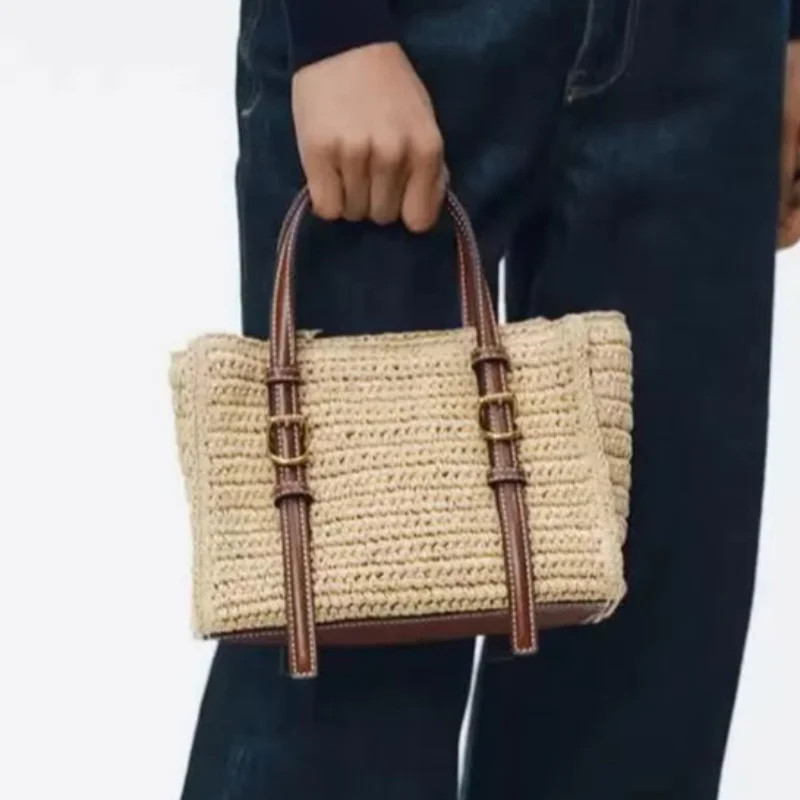 

Fashion straw tote bag casual all-match handbag crossbody bag luxury designer woven one-shoulder simple shopping bag niche bag