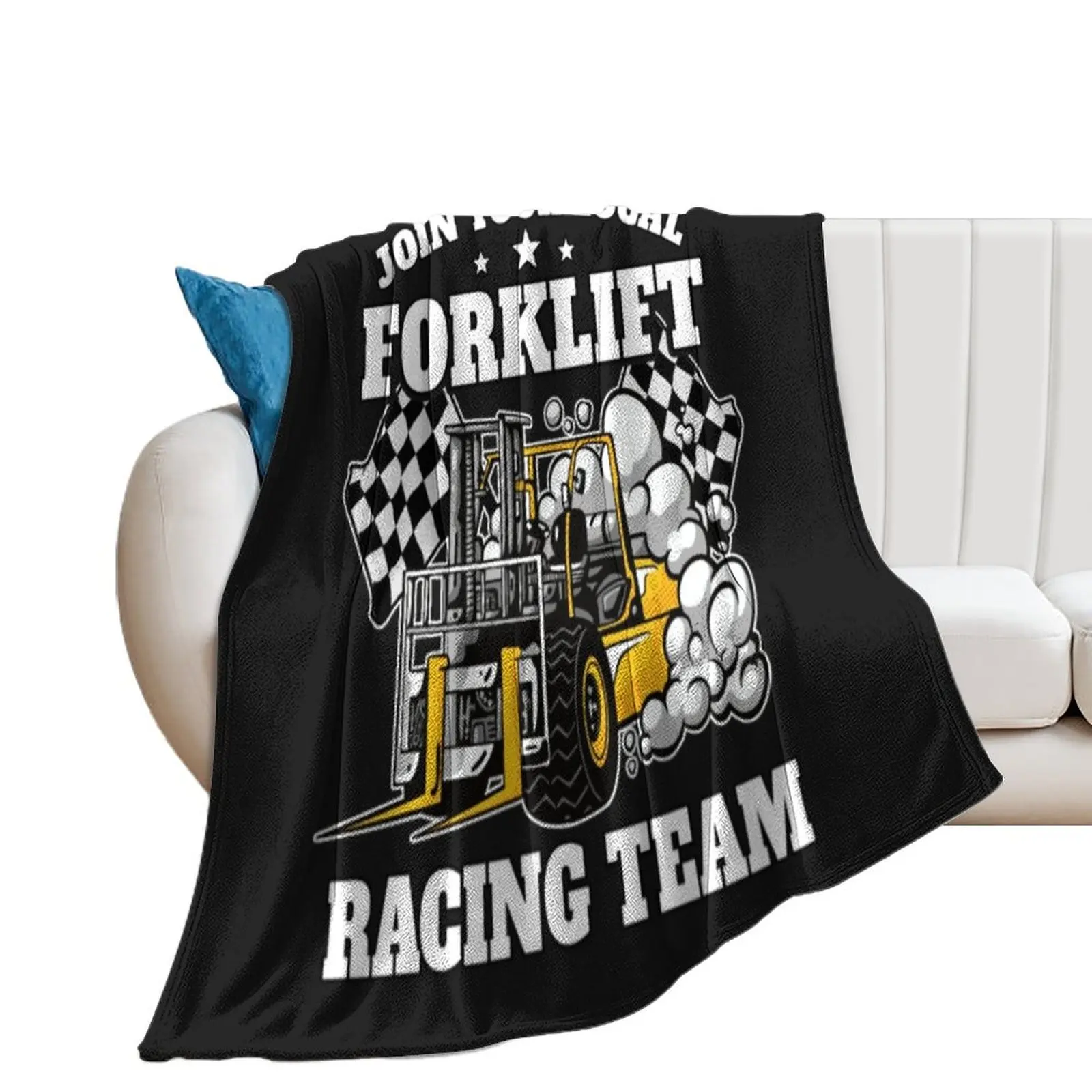 Forklift Racing Team Funny Throw Blanket Cute Plaid Stuffeds Blankets