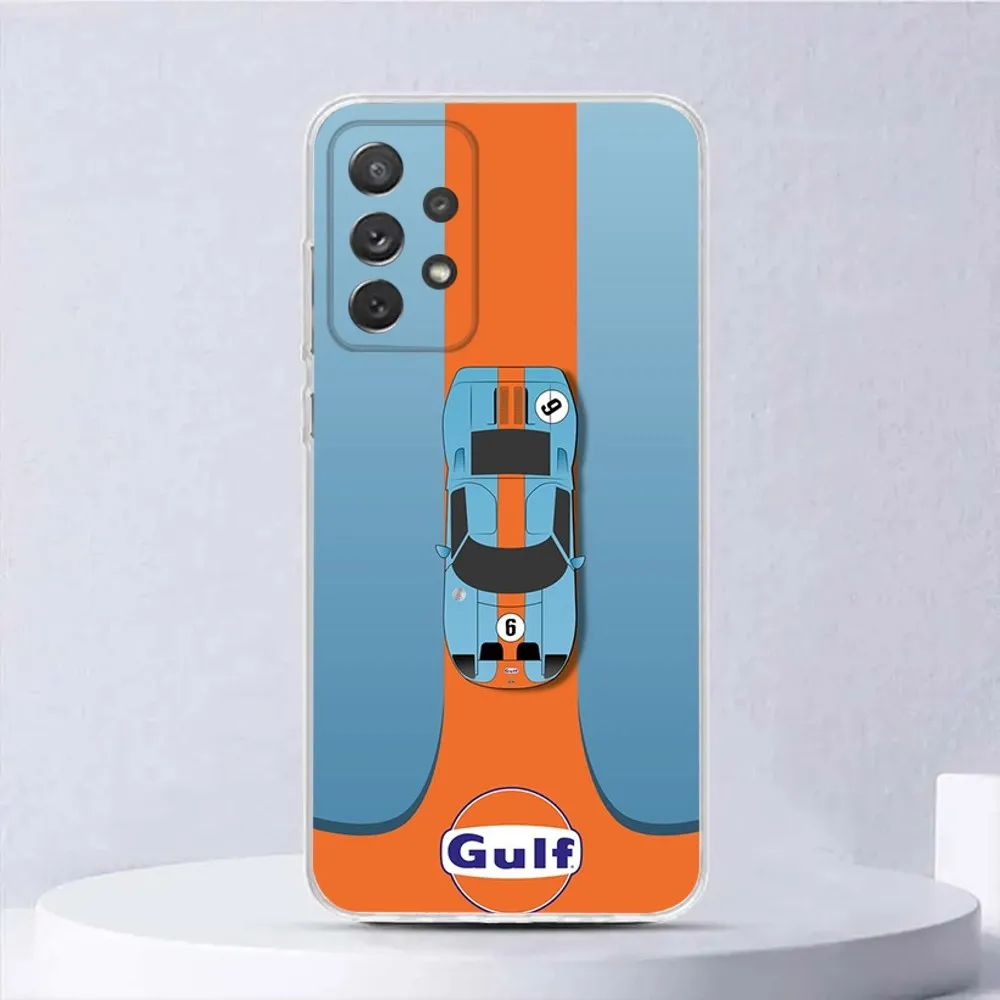 G-Gulf R-Racing Car Phone Case For Samsung Galaxy,A31,A33,A52,A13,A02,A53,A50,A73,A72,A40,A20,A23,A54,A14,A34 Transparent Cover