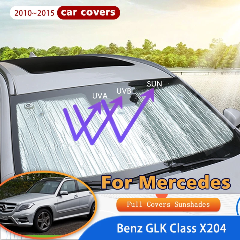 Full Covers Sunshades For Mercedes Benz GLK Class X204 2010~2015 Car Accessories Sun Protection Windshields Side Window Visor