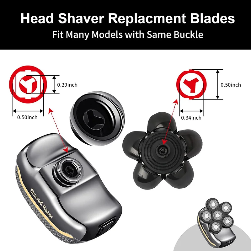 6D Electric Shavers Replacement Heads Bald Replacement Heads for Razor for Electric Razors for Head Shaver