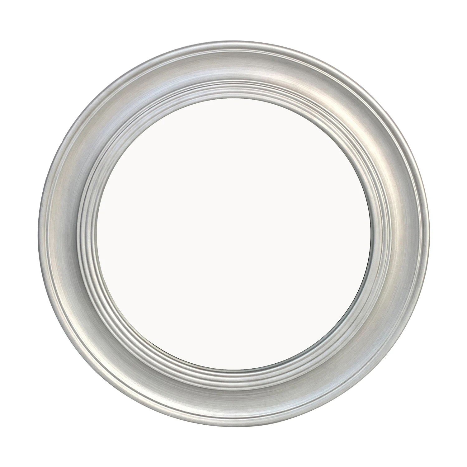 Vintage Round Wall Mirror Brushed Silver Metal Frame Retro Decorative Mirror for Living Room Bedroom Entryway