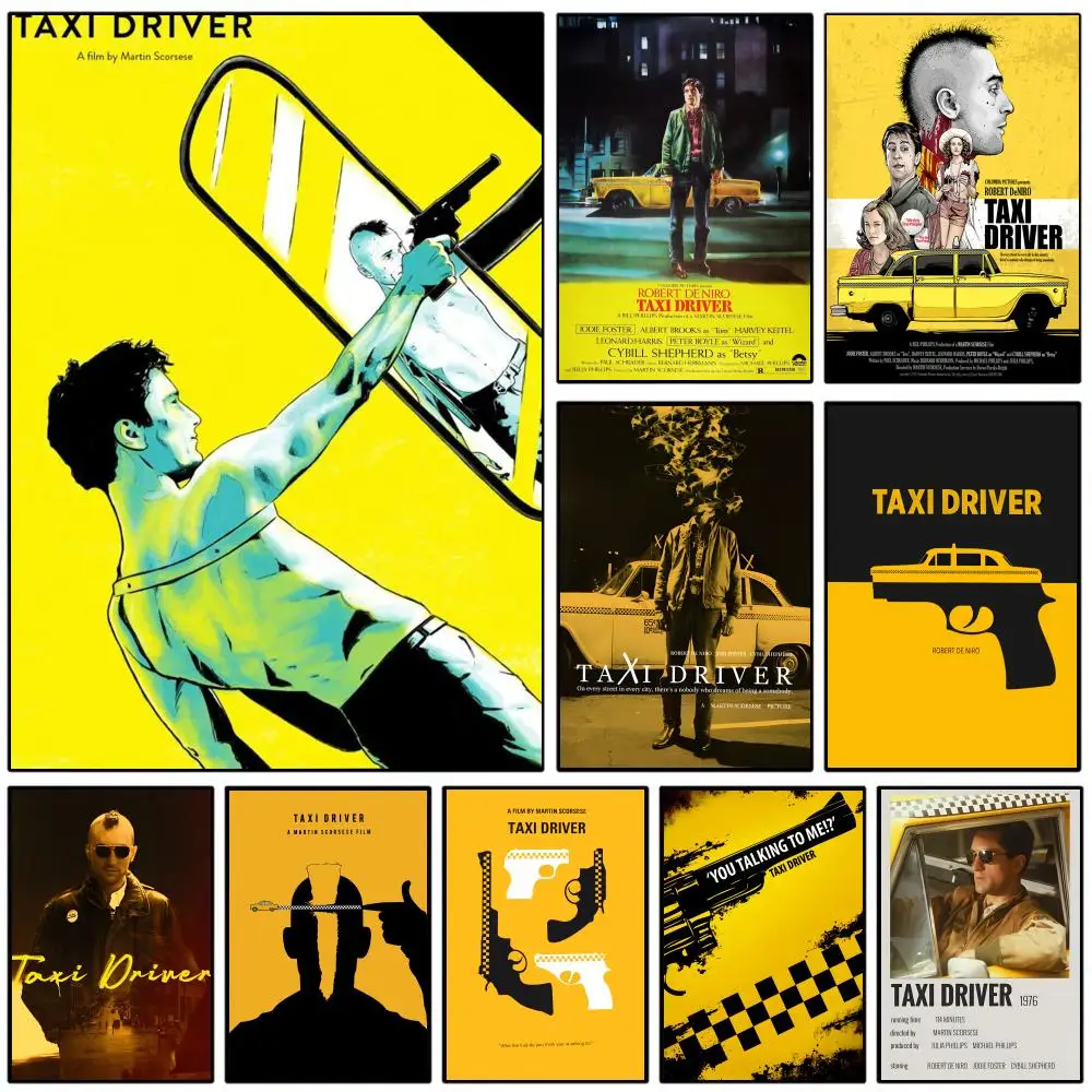 Crime Thriller Movies Taxi Driver Poster Self-adhesive Art Waterproof Paper Sticker Coffee House Wall Decor - zdjęcie 1