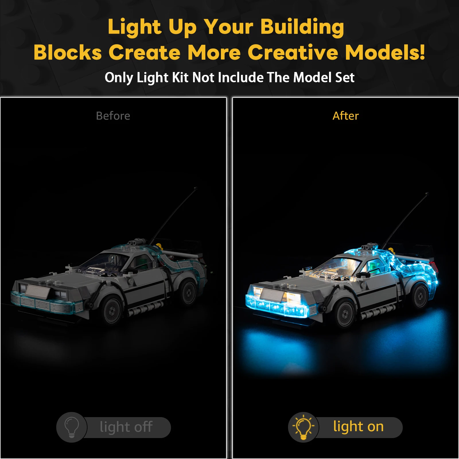 Kyglaring LED Light Kit Suitable for Lego Time Machine from Back 77256 Building Blocks Decorative Lamp Not Include Lego Building