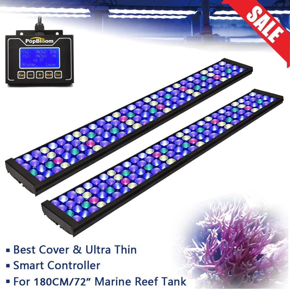 

150cm-200cm PopBloom-Aquarium LED Lighting, Marine Aquarium Light Full Spectrum for Reef Coral SPS/LPS Seawater Aquarium Tank