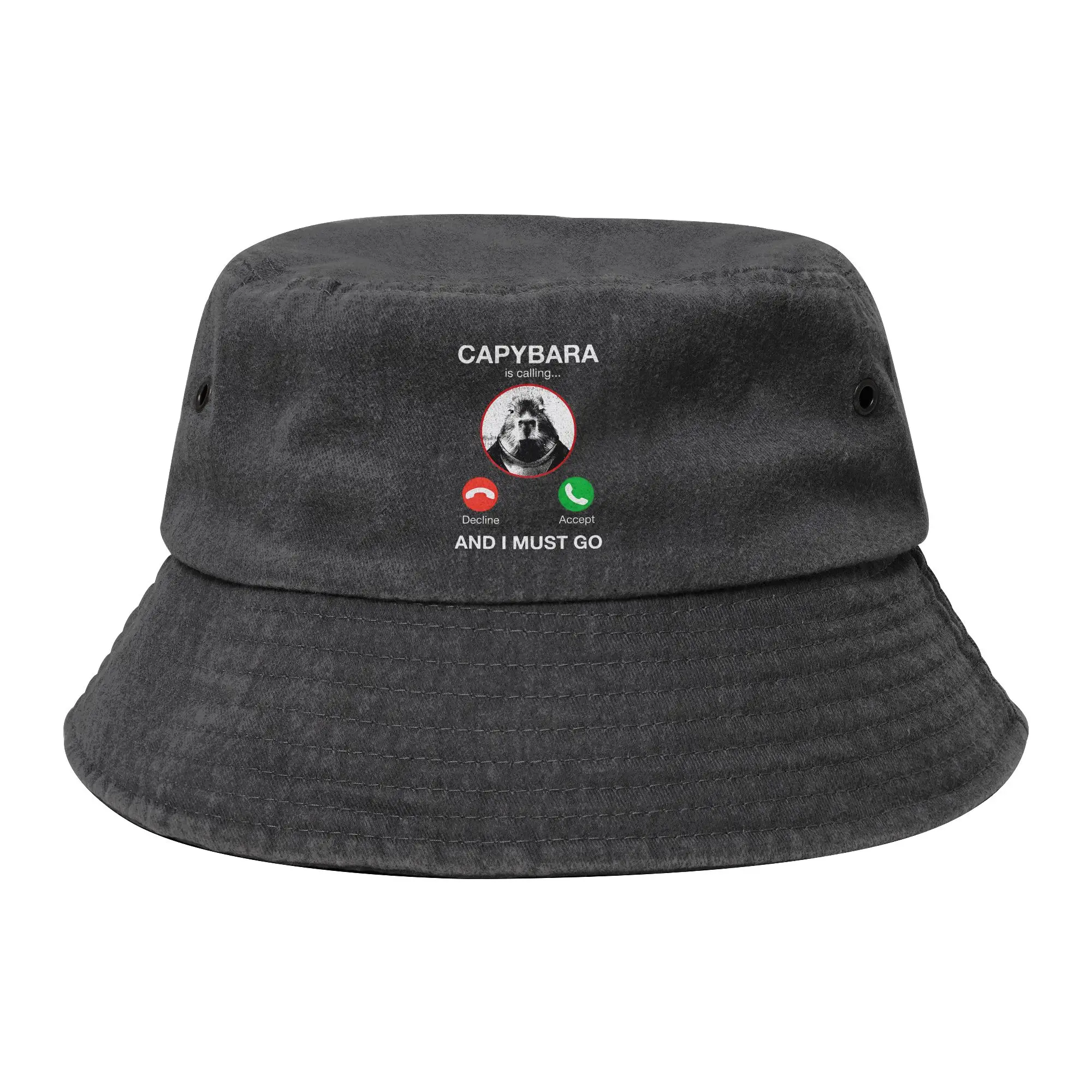 Capybara Is Calling And I Must Go Bucket Hats Men Women Hiking  Distressed Denim Fishing Hats Hot Summer Headwear Bob Hat