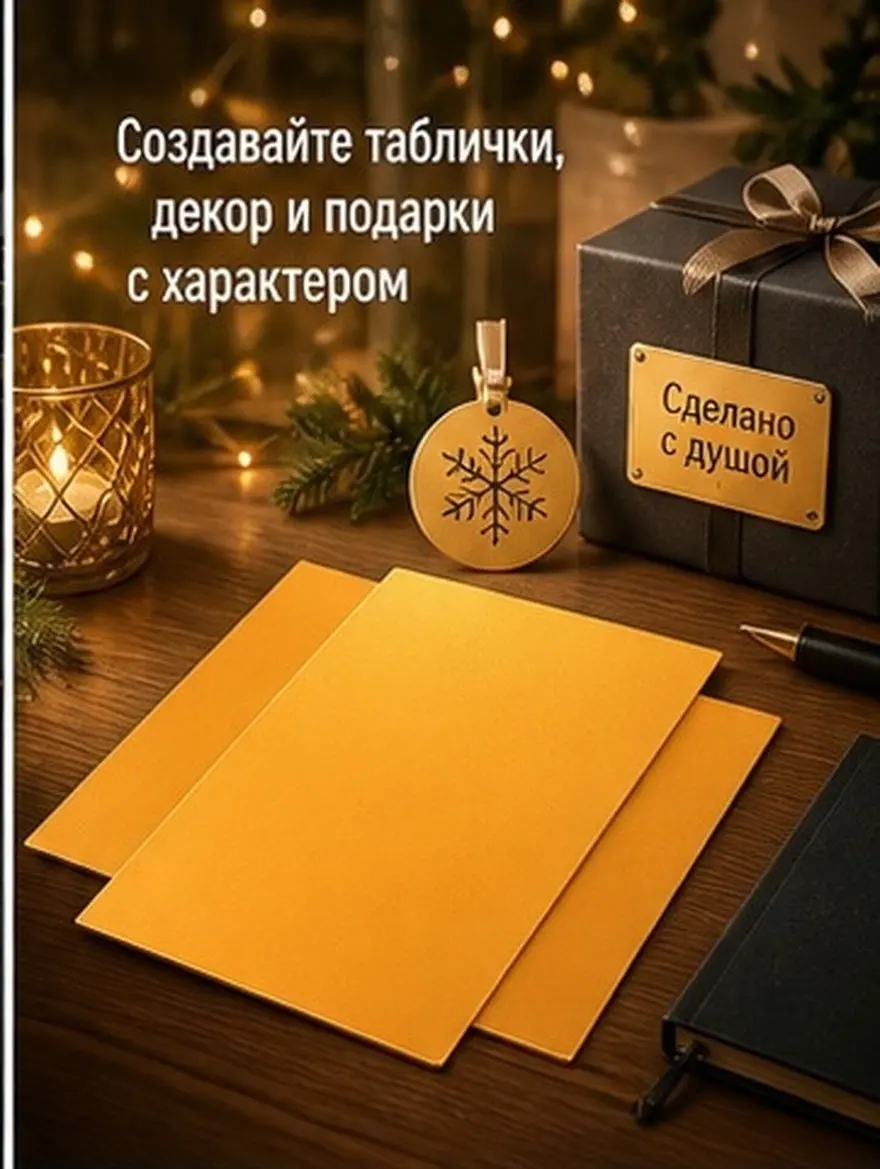 2Pcs Golden Anodized Aluminum Engraving Blanks Smooth Surface DIY Craft Sheet for Metal Business Cards Trophy Plaques Christmas