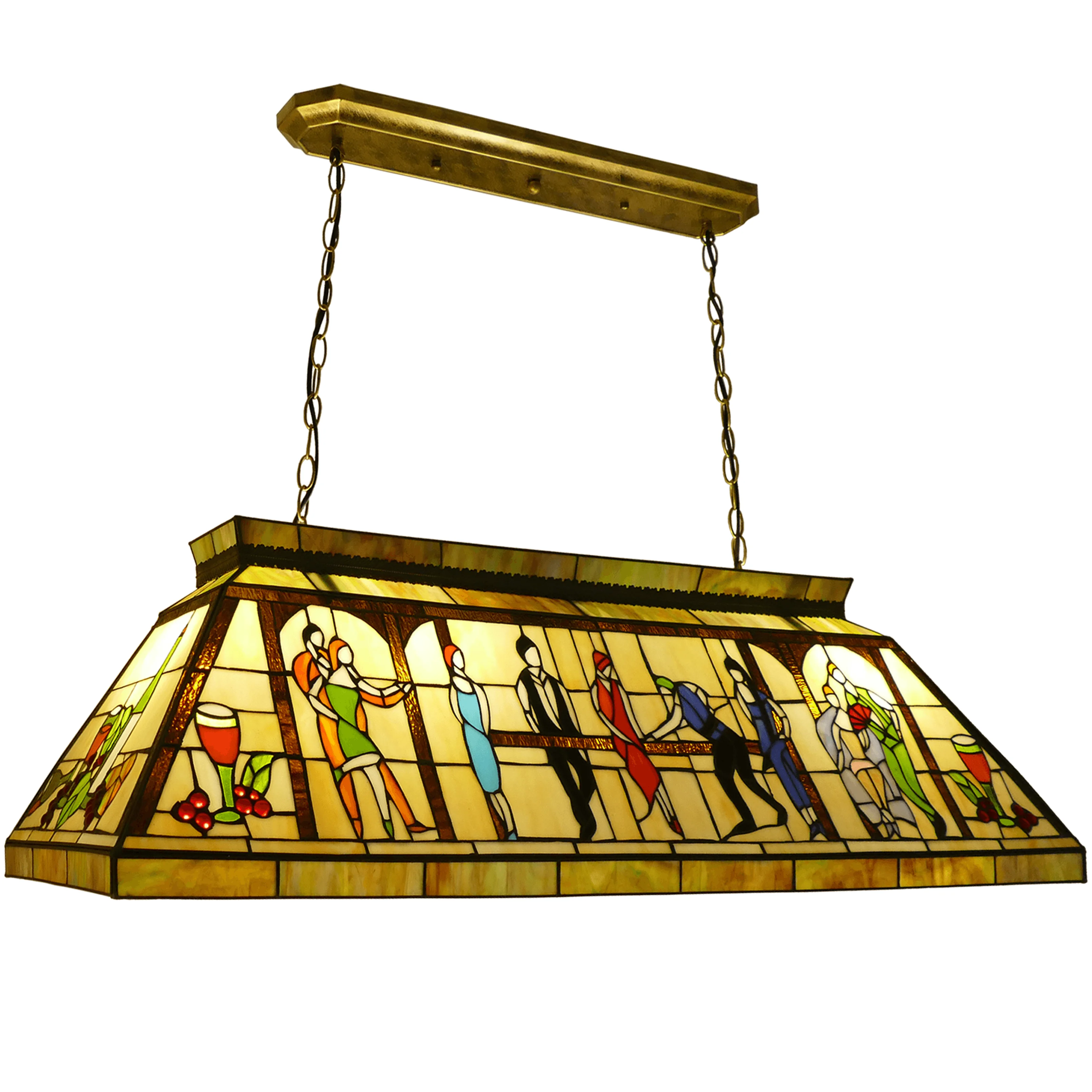 Light Luxury New European Stained Glass Living Room Bedroom  Bar 3 Lamp Head Lamp Shade Billiard Cradle Large Chandelier