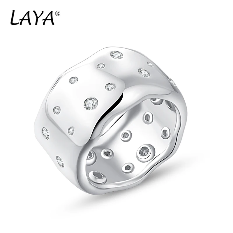 LAYA NEW Irregular Handmade Wide Ring For Women Men Creative Geometric 100% 925 Sterling Silver Finger Fine Jewelry 2026 Trend