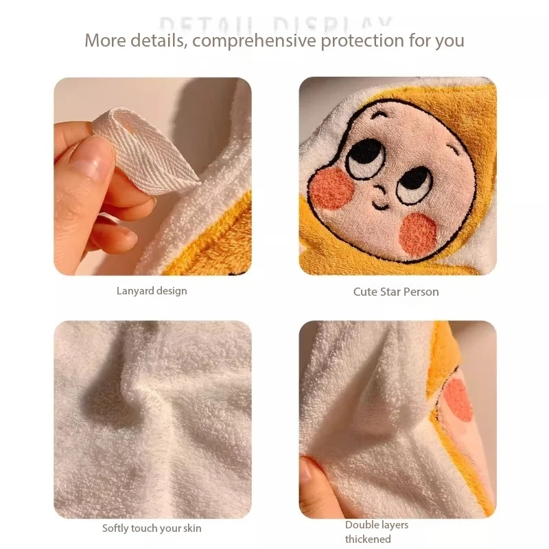 Cute Cartoon Hand Towel for Kids Quick Dry Absorbent Thickened Coral Fleece Hanging Bathroom Children's Handkerchief