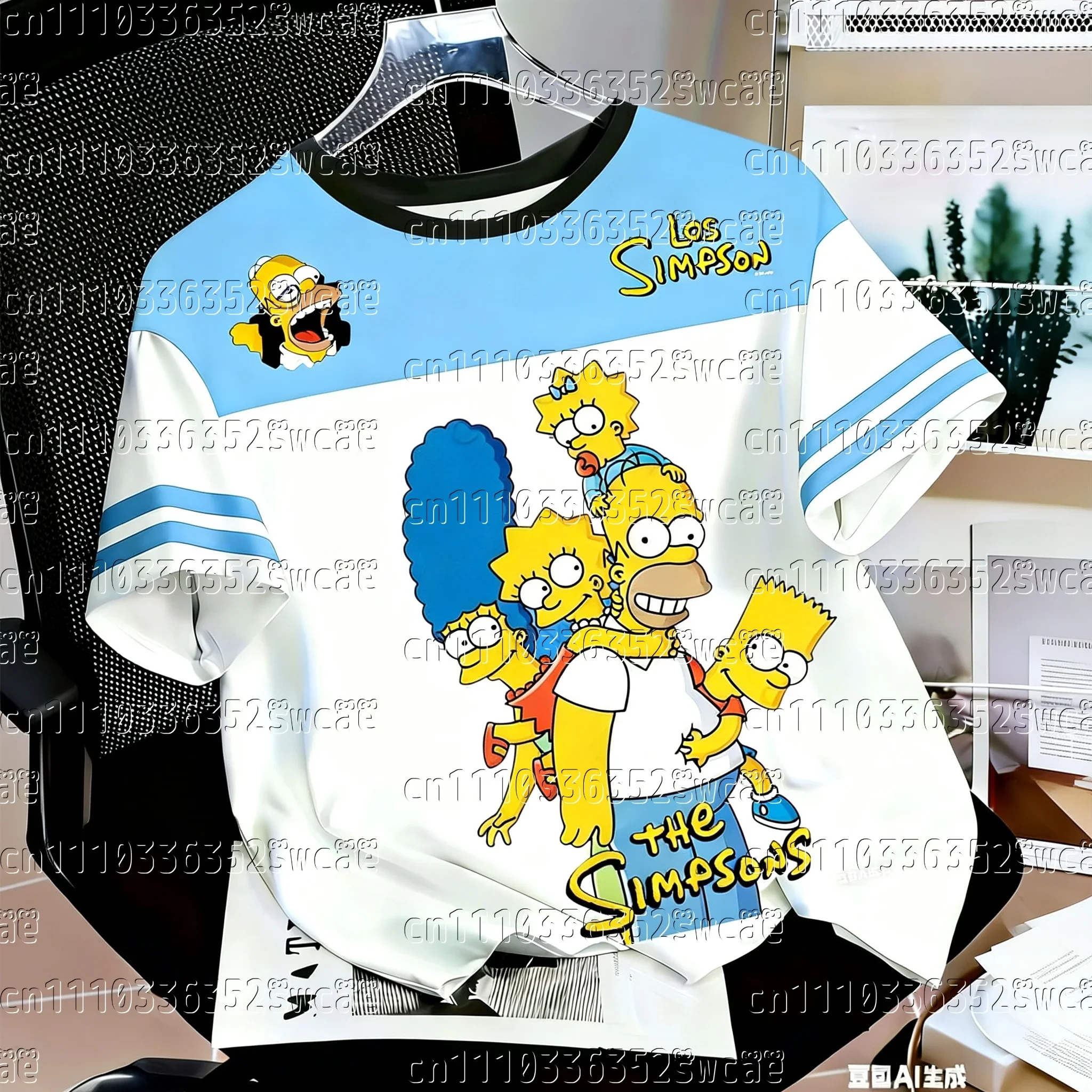 New  Classic Animation Simpsons Series American Street Jersey Summer T-shirt, Extra Large Size, Family Matching