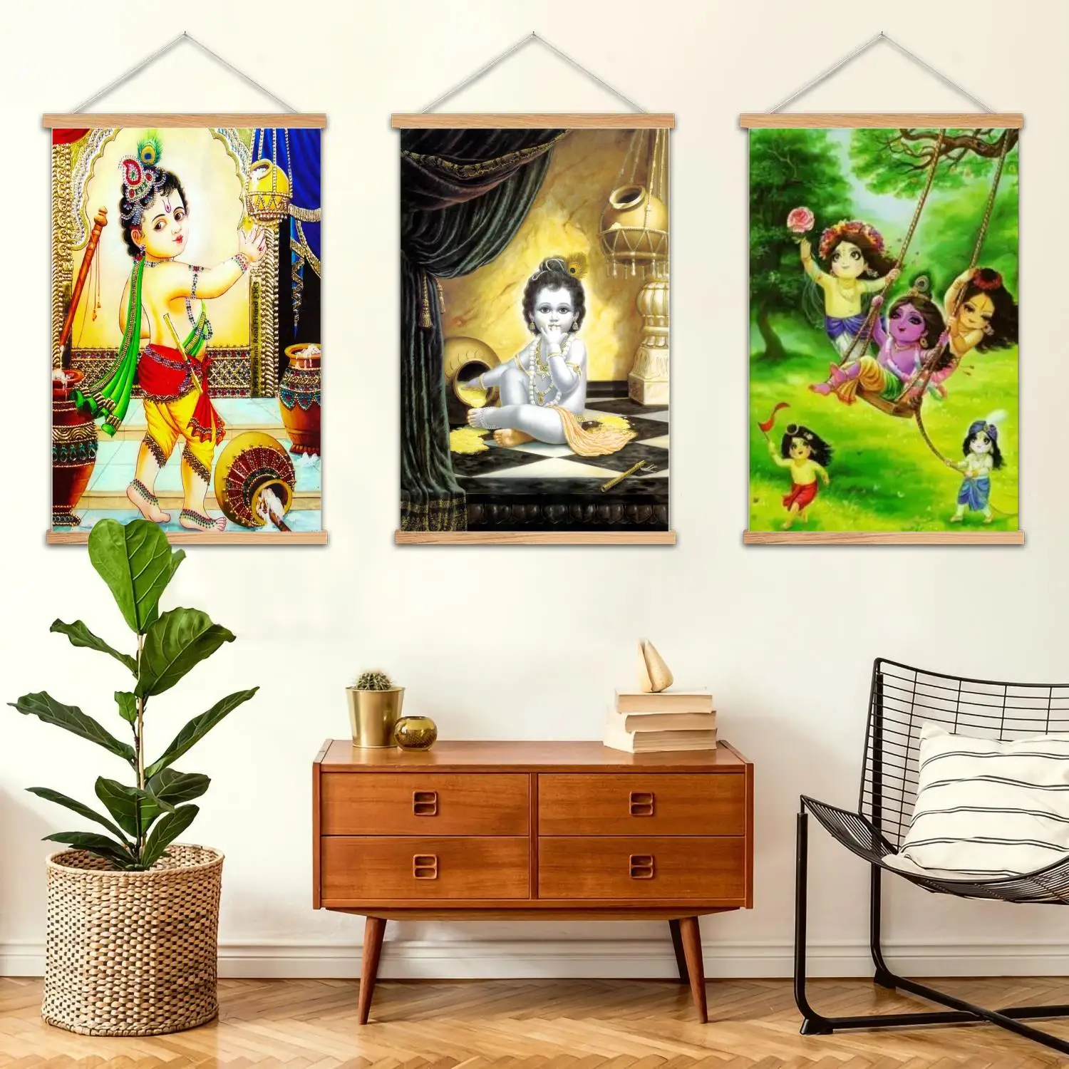 Baby Krishna-pintura de pared enmarcada, póster artístico en lienzo, arte de pared, carteles modernos para decoración de dormitorio familiar, pintura decorativa