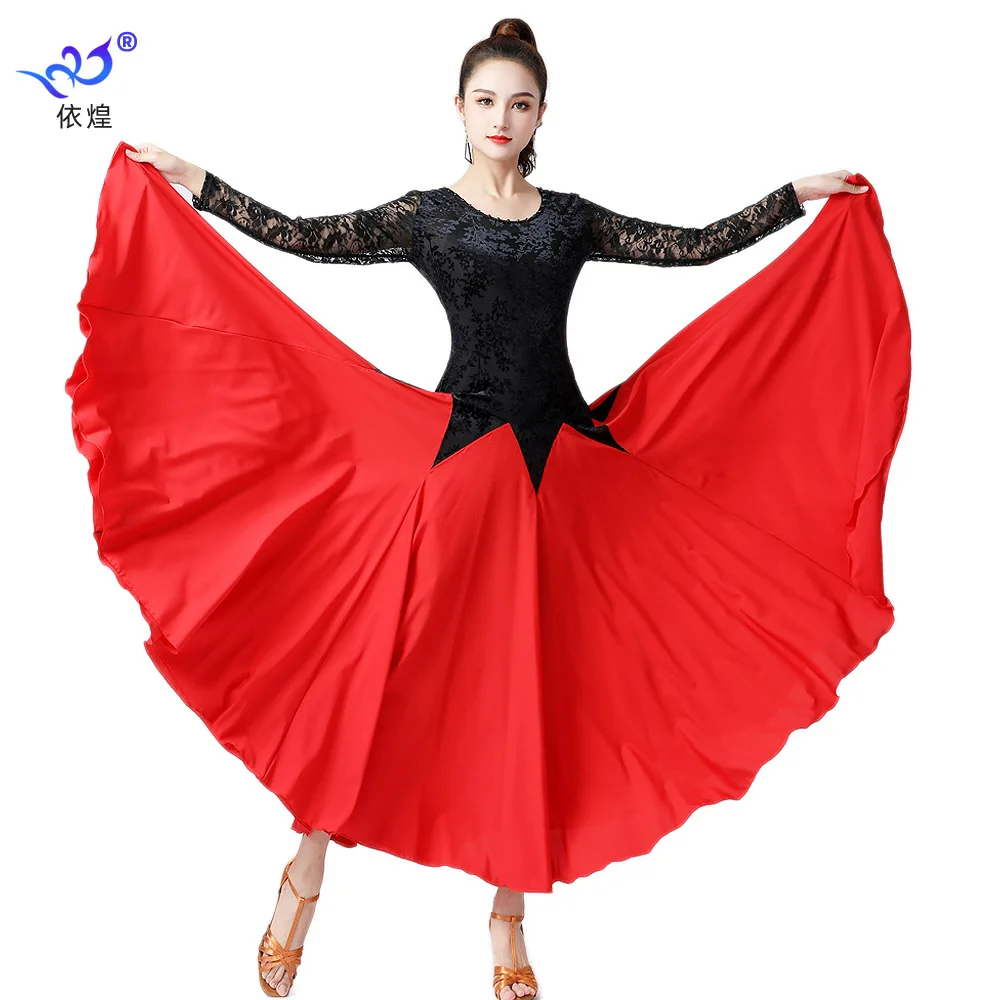 1pcs/lot Ballroom Dance Dress Women Performance Costumes Modern Standard Tango Waltz lace dress