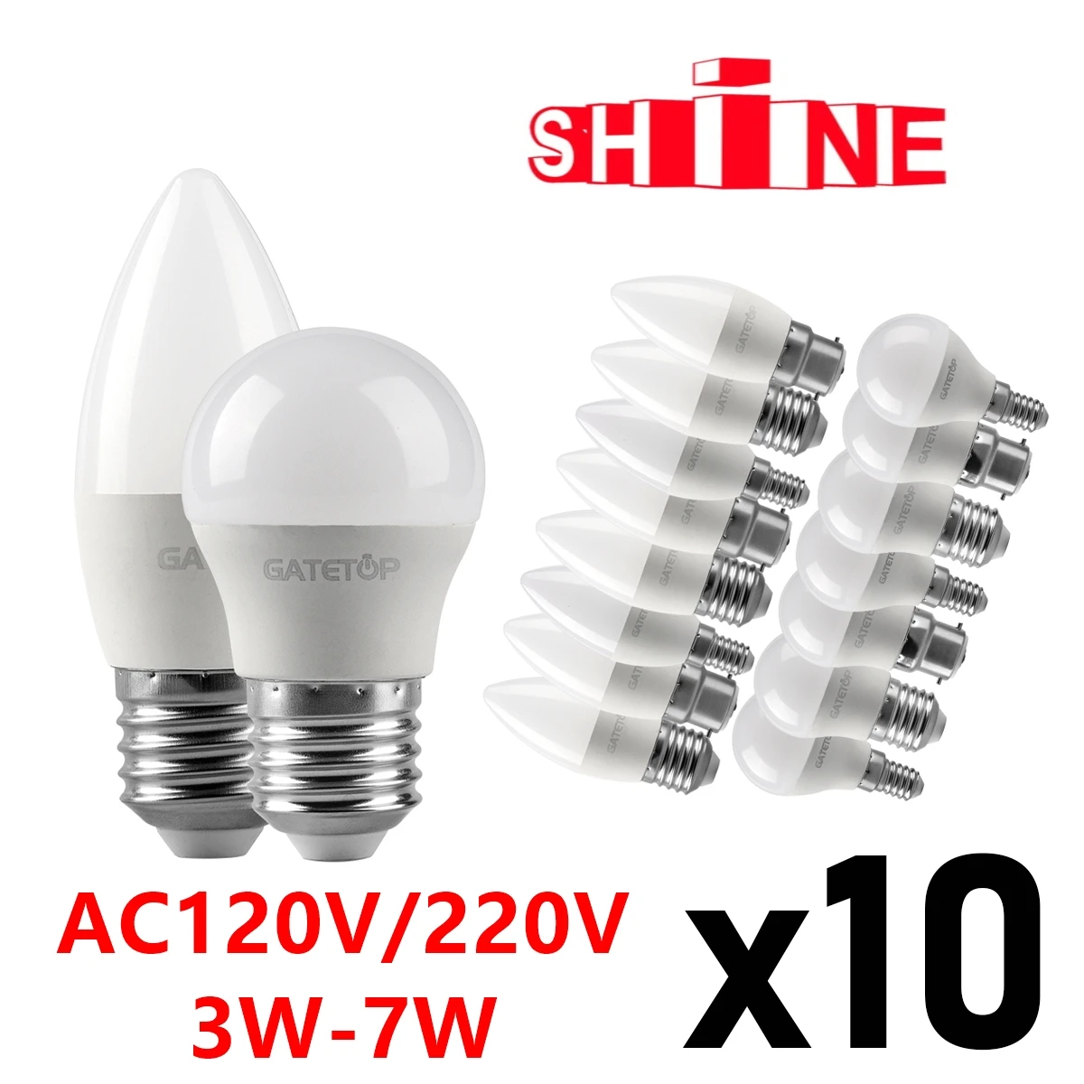 

10PCS Mini LED G Light Candle Light AC110V AC230V E27 B22 E14 High Lumen 3W-7W Warm White Light Suitable for Home Lighting