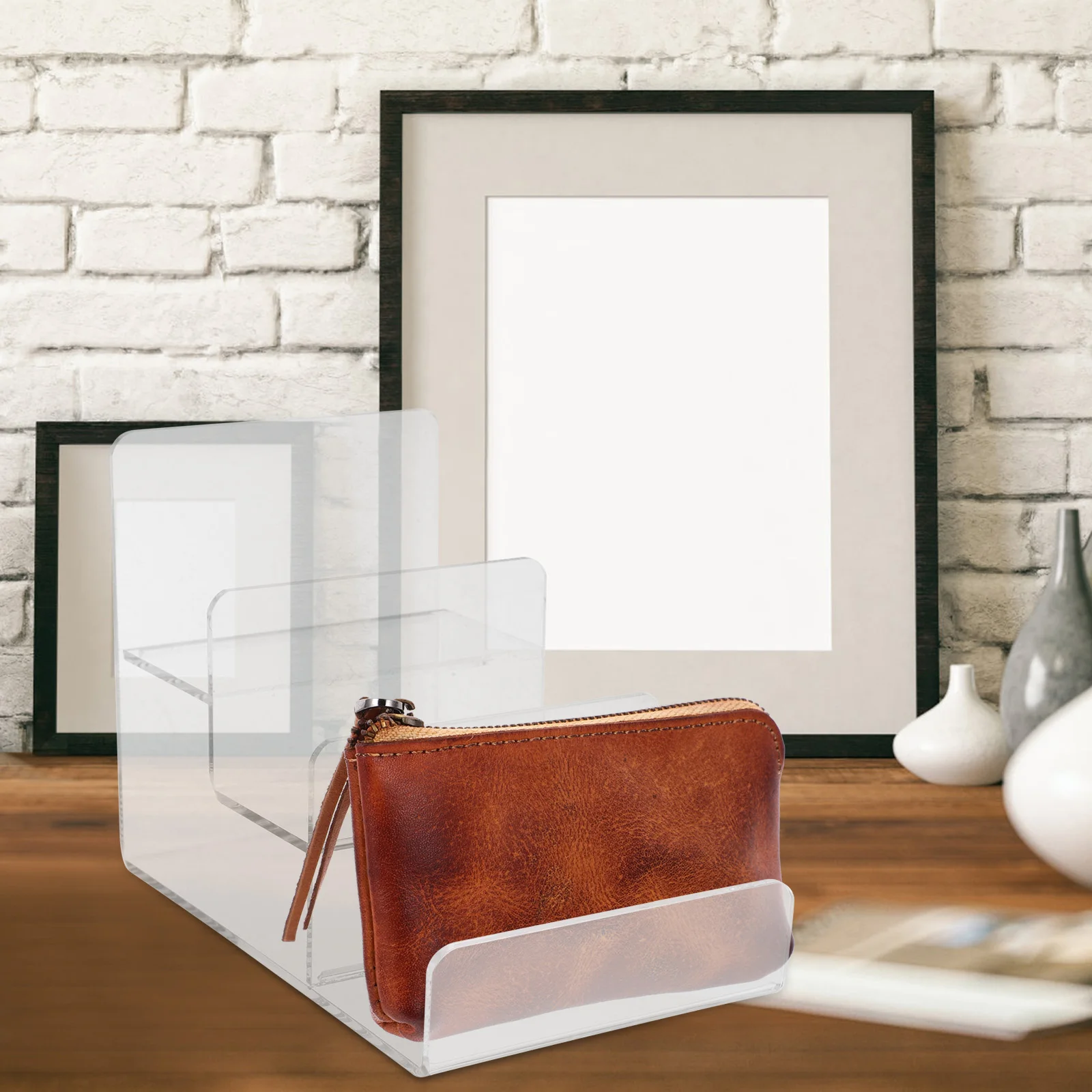 

Multi-Tier Clear Acrylic Wallet Organizer Display Stand Storage Rack Purse Holder Retail Store Display Acrylic Shelves