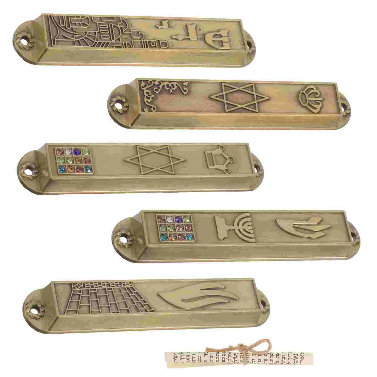 5 Pcs Door Scroll Holy Pillar Decorative Metal Mezuzah Memorial Gifts Household Religious Adorn Catholic Prayer