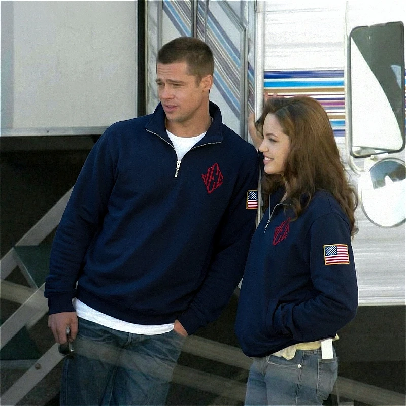 Y2K ريترو البلوز Epstein التطريز الوقوف طوق Quarterzip البلوز عارضة الرياضة أزياء الشارع الشهير للجنسين قمم المتضخم