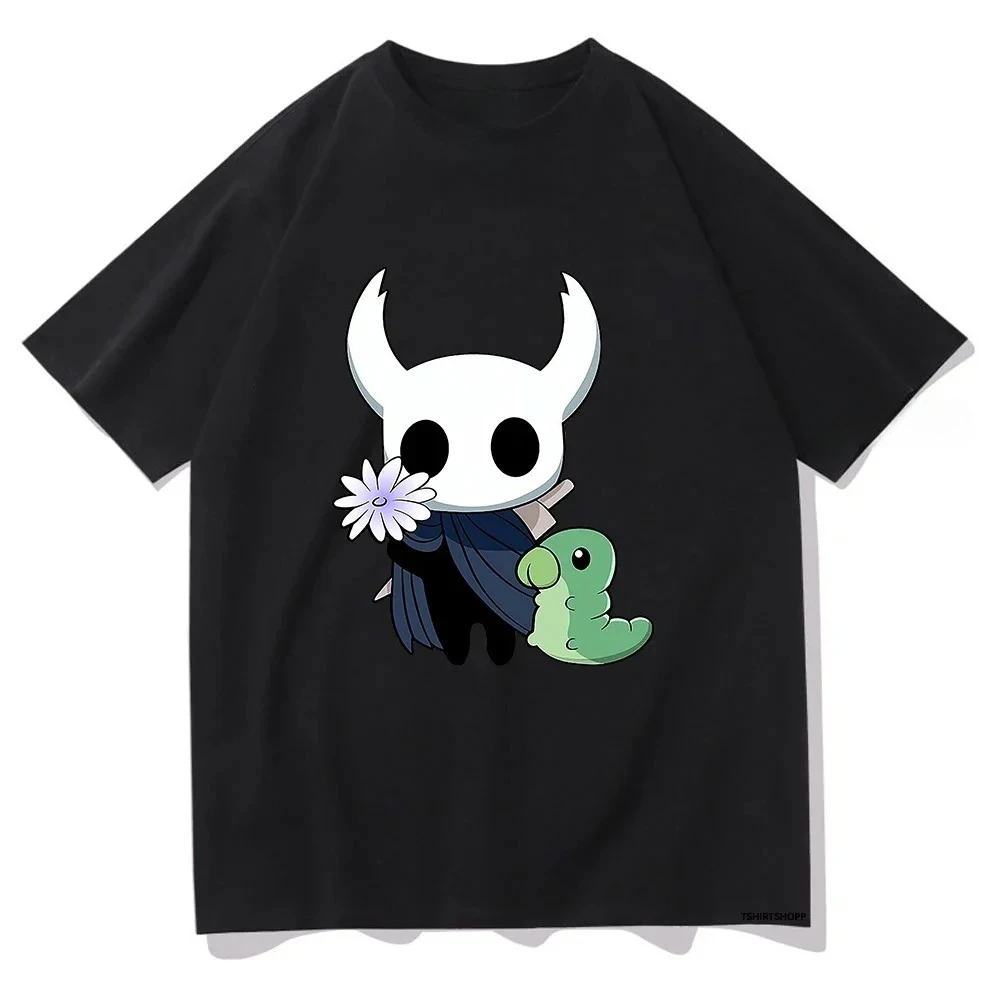 Cute Little Ghost & Grub T Shirts Anime Hollow Knight Women Clothing Harajuku Aesthetic Tops Female Tshirt Streetwear Harajuku