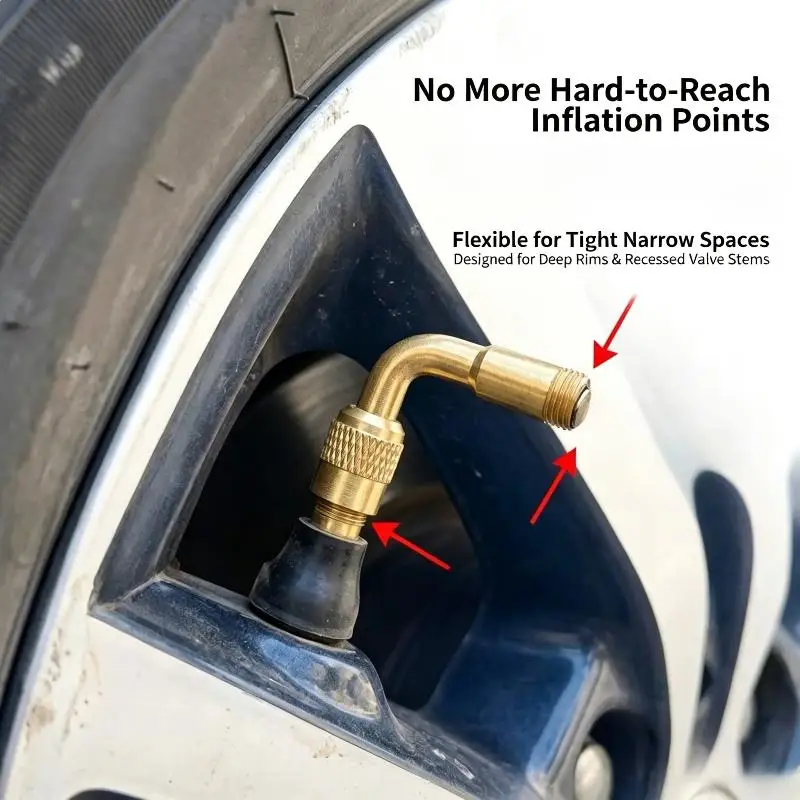 Angle Bent Valve Adaptor 45/90/135 Degree Leak-proof Tyre Tube Extension Adapter for Car Auto Tire Inflating Use