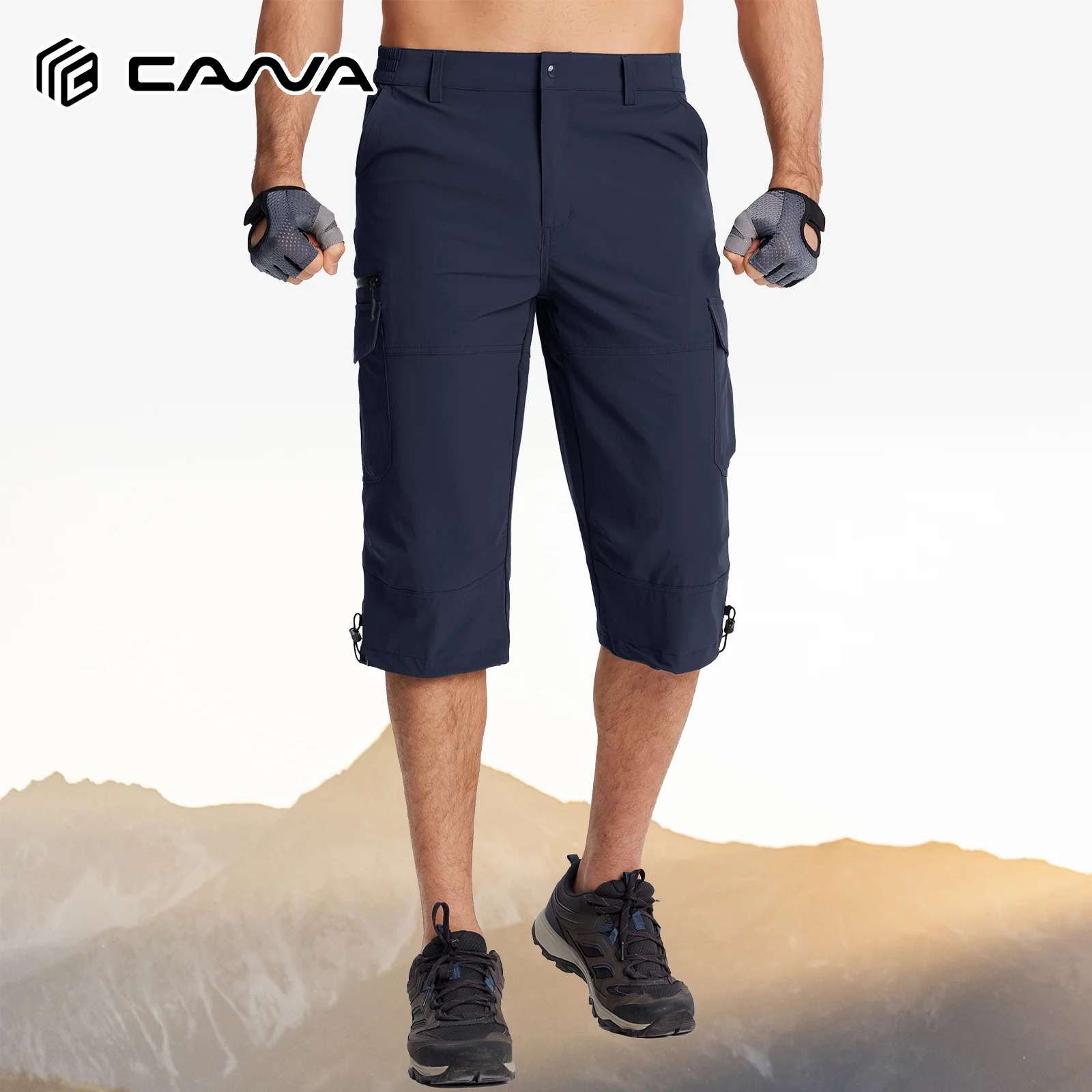 Herren Capri-Shorts 3/4 Länge Schnelltrocknende Leichte Cargo-Shorts mit Taschen für Wandern, Arbeit, Angeln, Sommer