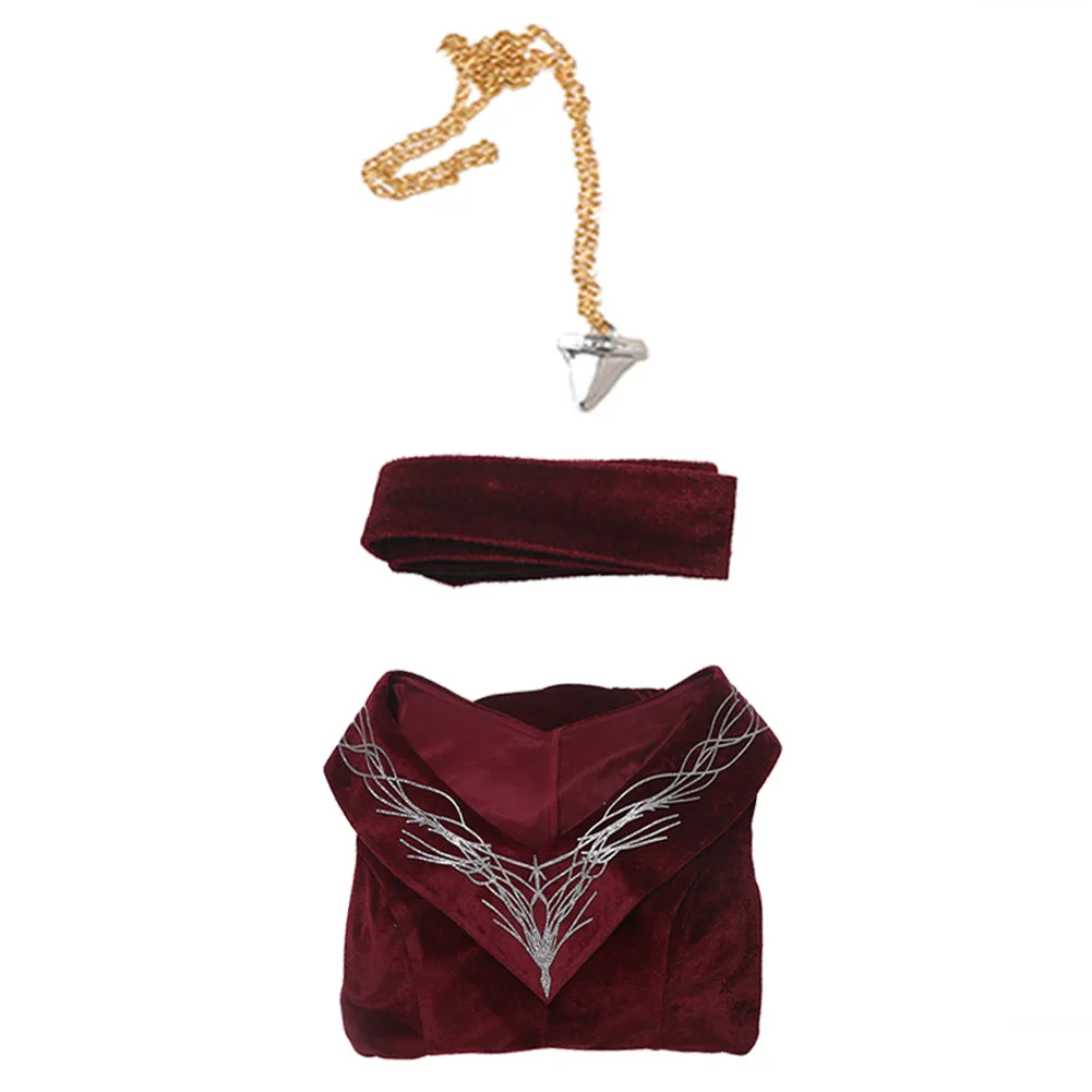 Rhaenyra Cosplay Donkerrode Jurk Kostuum Tv Huis Roleplay Dragon 2 Outfits Vrouwen Rokken Riem Ketting Halloween Damespakken