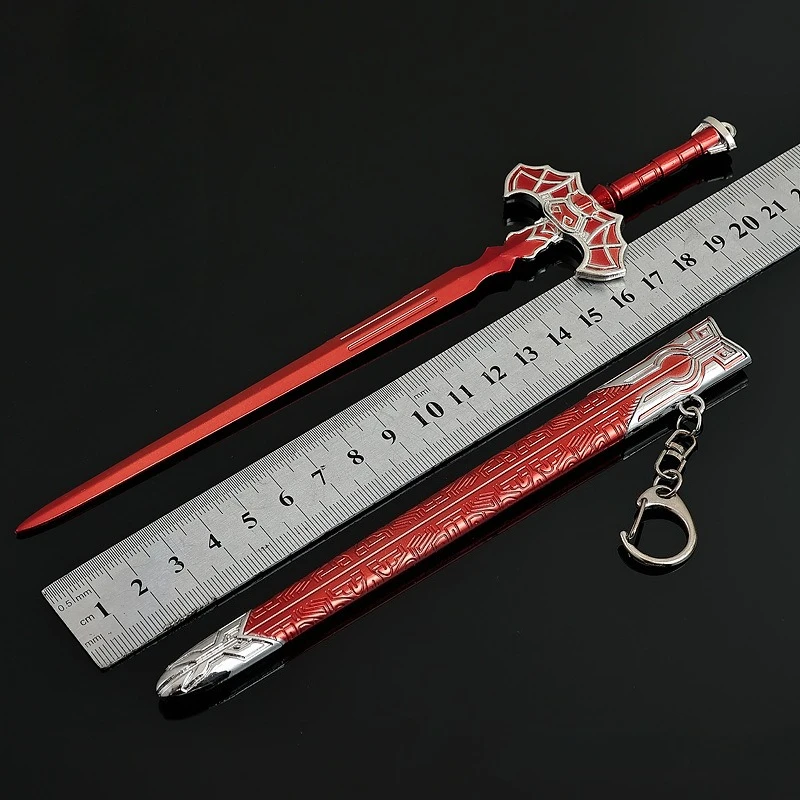 22 cm/8.66in De Legende van Qin Anime Perifere Wapen Model Bloed Kleren Hou Rood Zwaard met Schede Metalen ambachtelijke Ornament Display