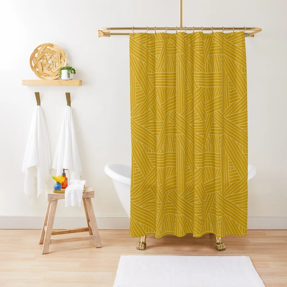 

Crossing Lines in Mustard Yellow Shower Curtain Bathroom Curtain