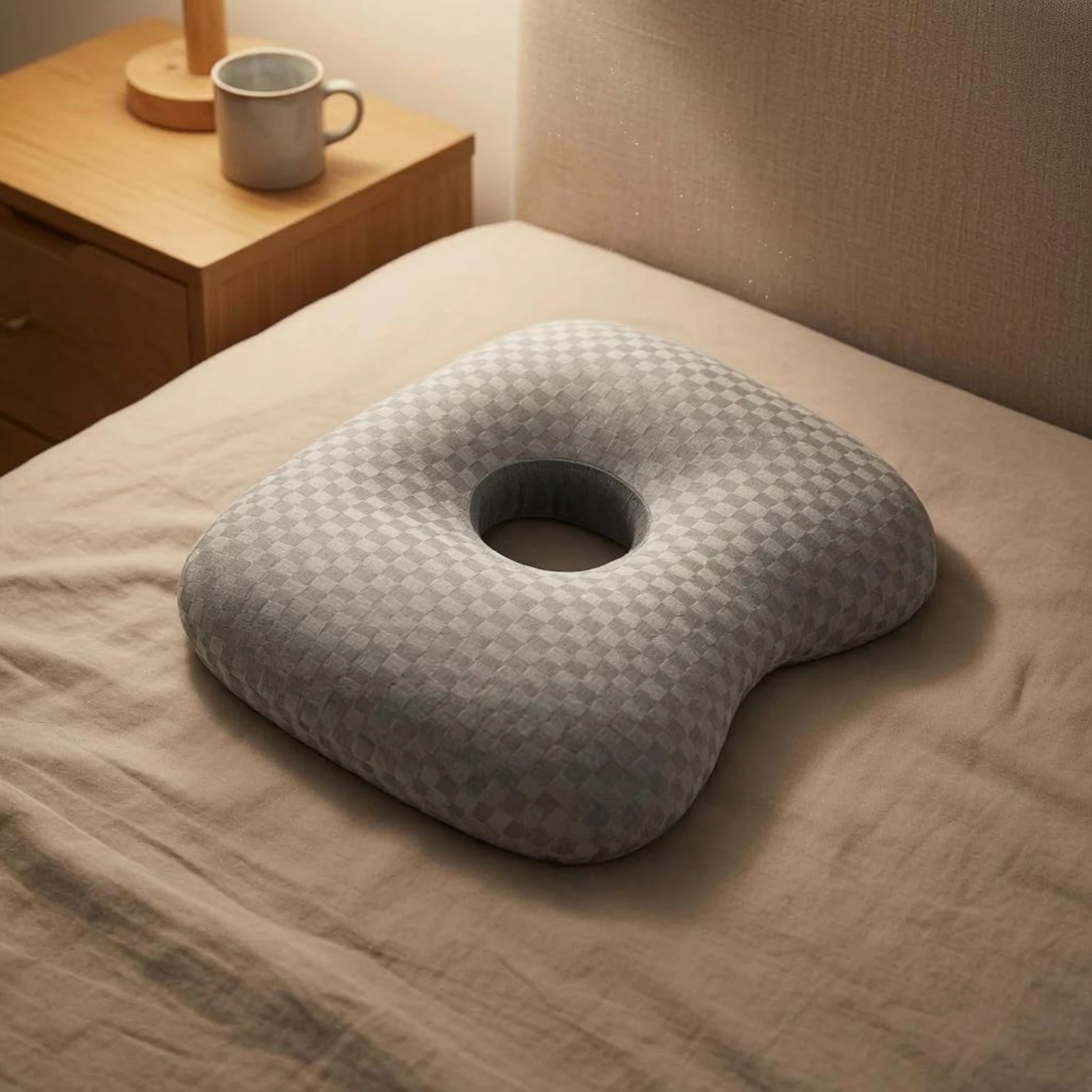 Ear Hole Pillow Pressure Relief Contoured Cushion Sleep Aid Rounded Corners