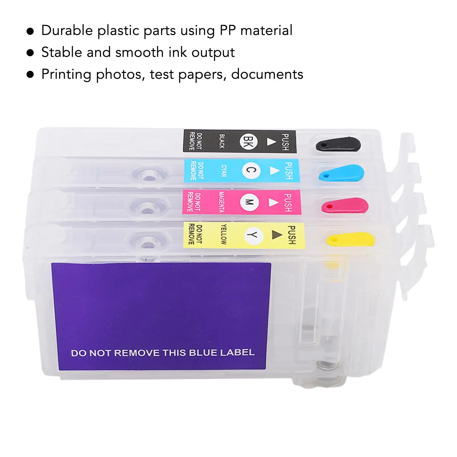 4Pcs Chipless Ink Cartridge Set for T802XL Printers - Black, Cyan, Magenta, Yellow - Refillable Replacement Cartridges