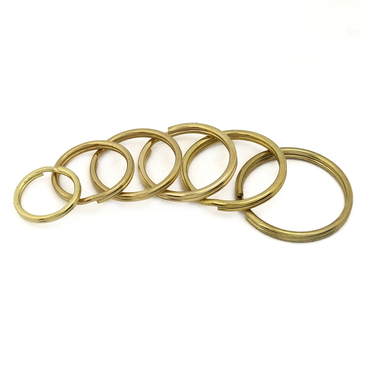 100pcs Solid Brass Split Rings Double Loop Keyring 10-35mm Keychain Keys Holder DIY Leather Craft hardware