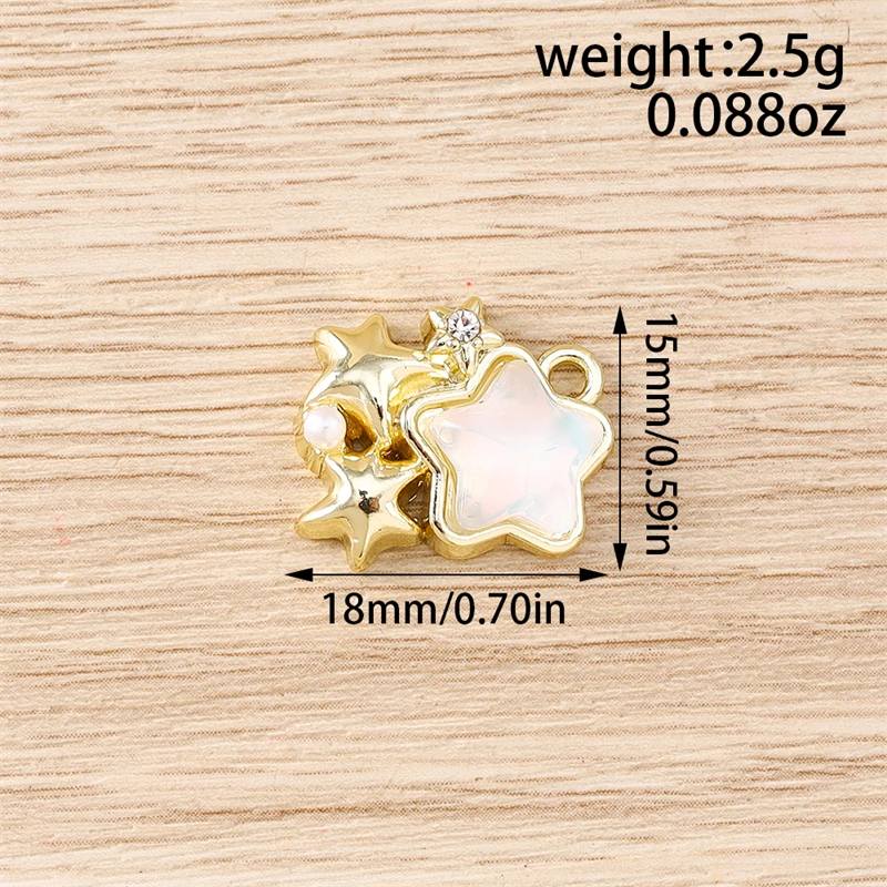 5 Stück 18x15mm Niedliche Kristall-Metall-Stern-Anhänger für die Herstellung von Ohrhängern, Halsketten, Armbändern, DIY-Bastelarbeiten und Schmuckzubehör – Detail 1