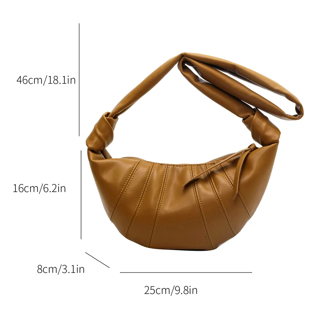 French Half Moon Satchel Soft Leather Vintage Dumpling Bag 2023 High Quality Ladies Crossbody Bag Solid Hobo Bag PU Designer Bag