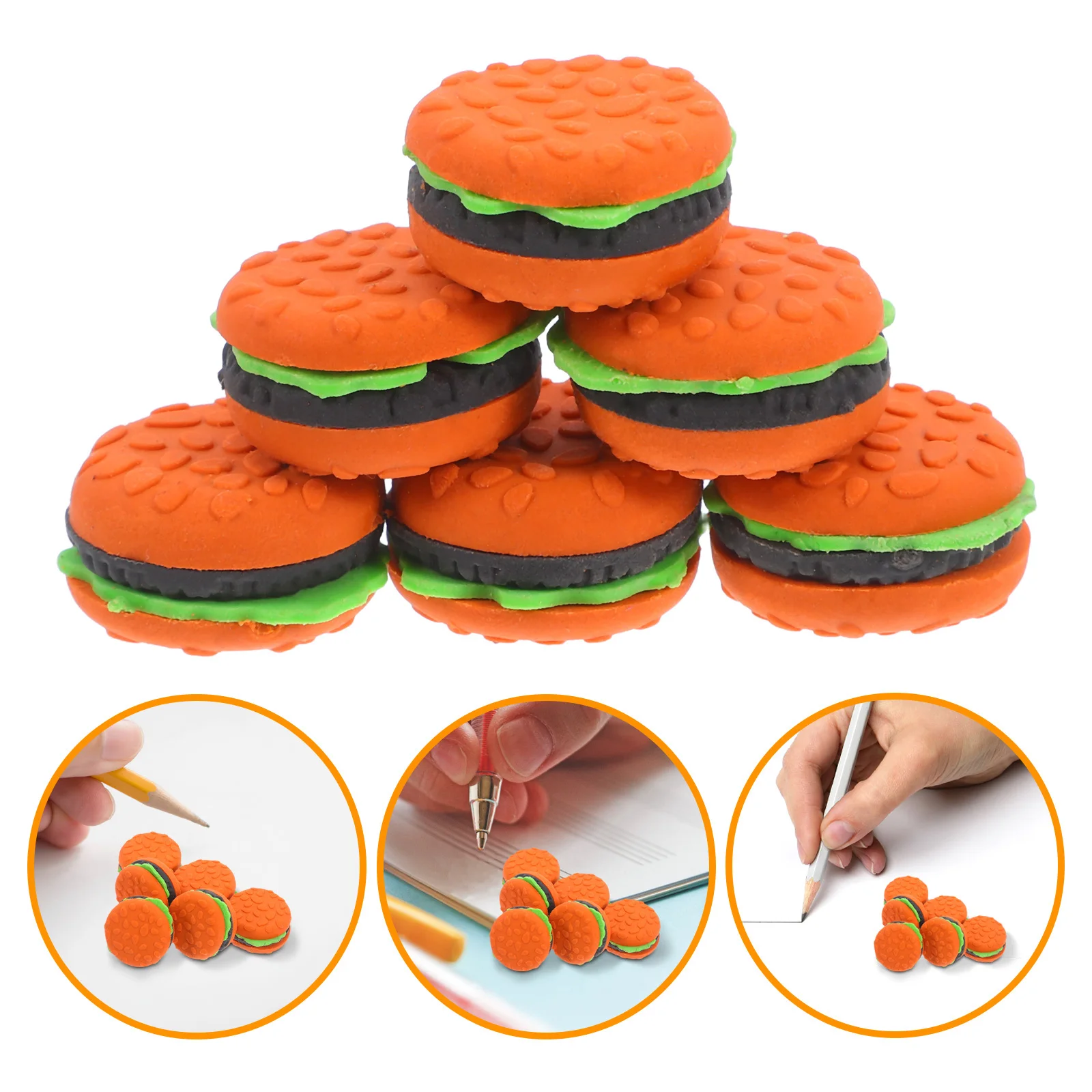

30Pcs Cartoon Hamburger Erasers Erasers School Supplies Classroom Decorative Stationery Fun Erasing Tool