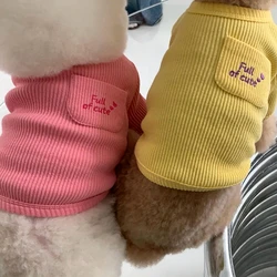 Pet Dog Soft Bottom Shirt Teddy Winter Clothes Bichon Pomeranian Solid Colour Vest Maltese Warm Pullover XS-XL