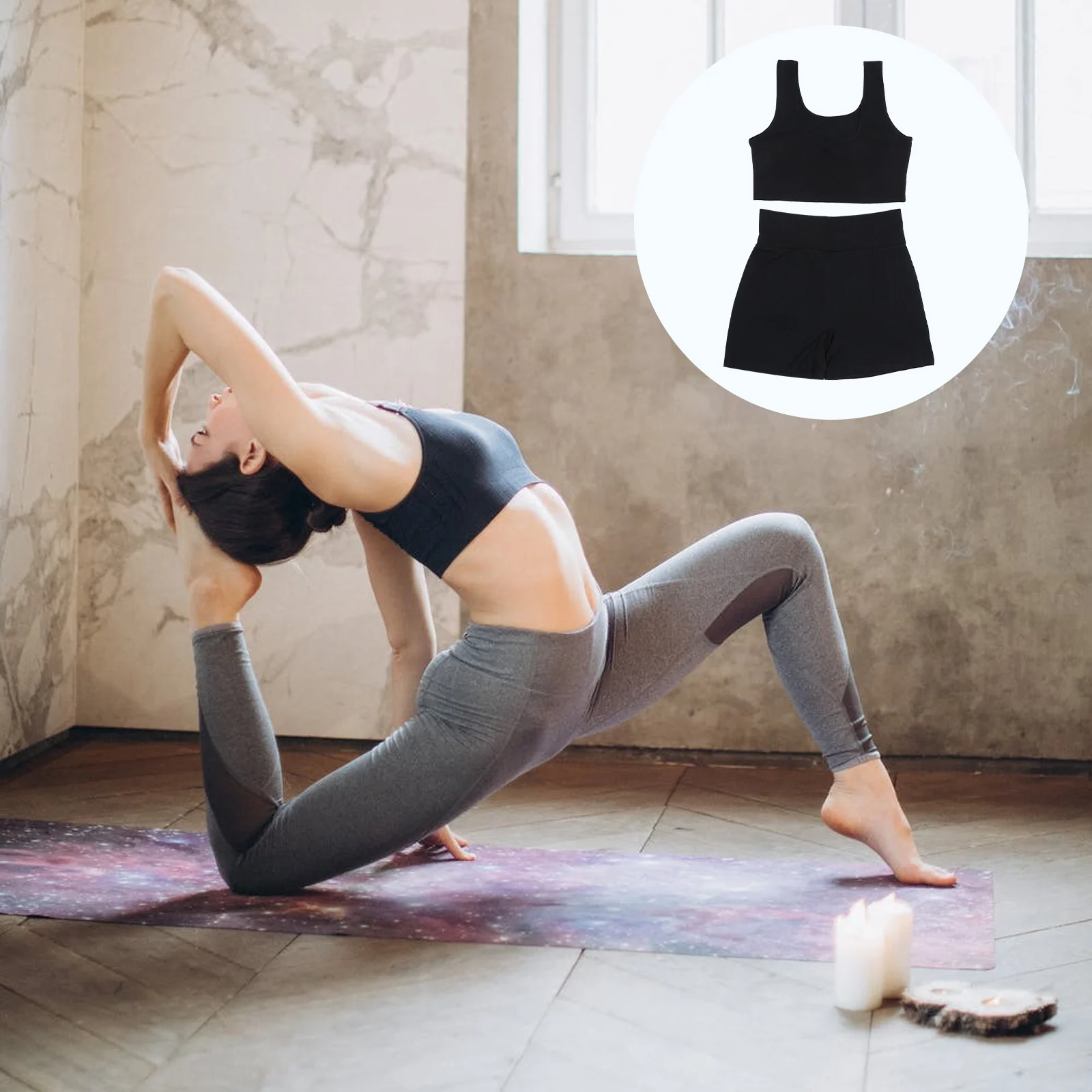 

Women's Yoga Clothes Set High Elasticity Moisture Wicking Workout Outfits for Fitness Running Jogging Outdoor Sportswear