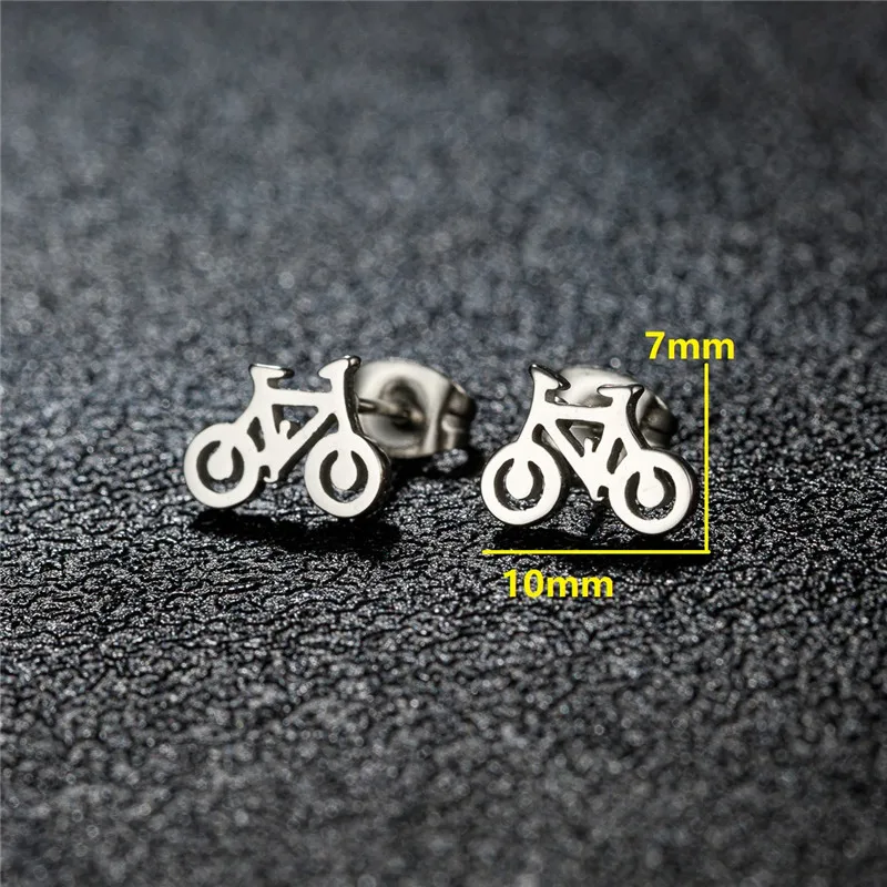 Jisensp Punk Tiny Bike Bicycle Earrings for Women Best Friend Gifts Ear Jewelry Fashion Black Color Fitness Sport Stud Earring