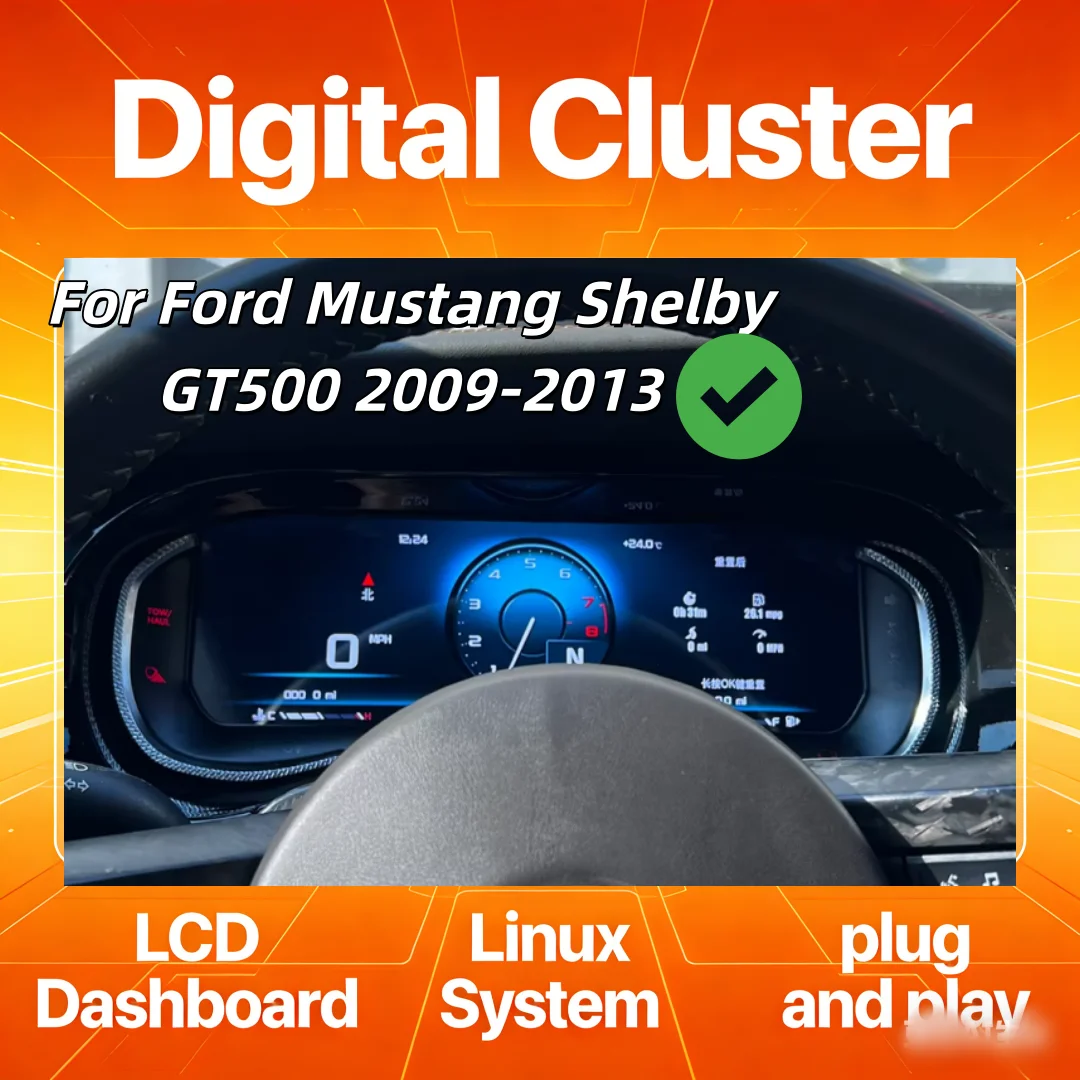 

Обновленный цифровой ЖК-дисплей приборной панели для Ford Mustang Shelby GT500 2009-2013: виртуальный кокпит, автоматический спидометр