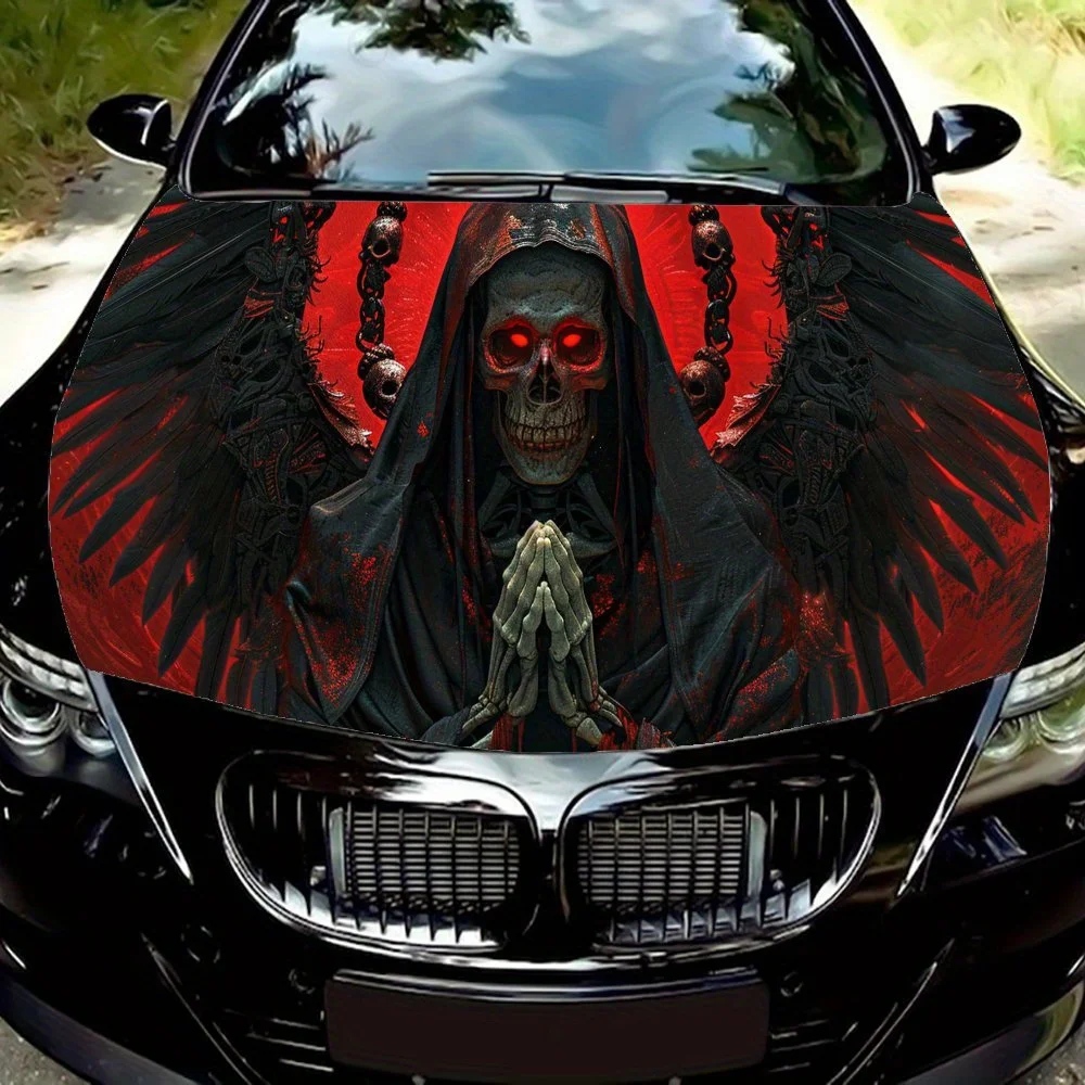

Dark - Praying Grim Reaper PVC Car Vinyl Wraps, Self-Adhesive Waterproof Car Hood Decal Sticker, Car Decoration Protection Stick