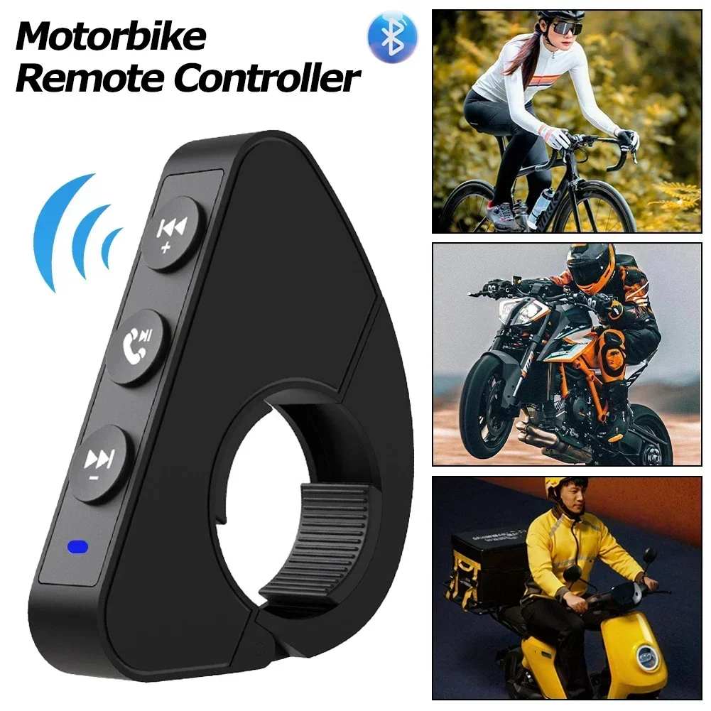 Wireless Bluetooth Remote Control Media Controller Steering Wheel Remote Control for Helmet Earphone Motorcycle/Bike Handlebar