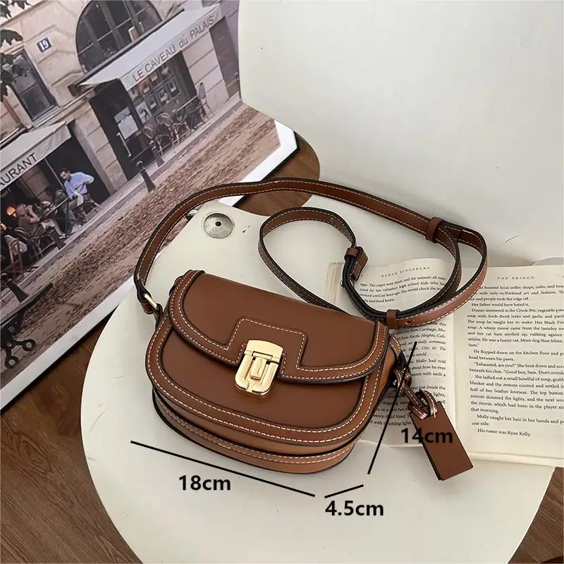 Koreański styl Mini torby Crossbody z klapką moda damska PU skórzane torby na ramię typu siodło Vintage torebki damskie 2024 Trendy