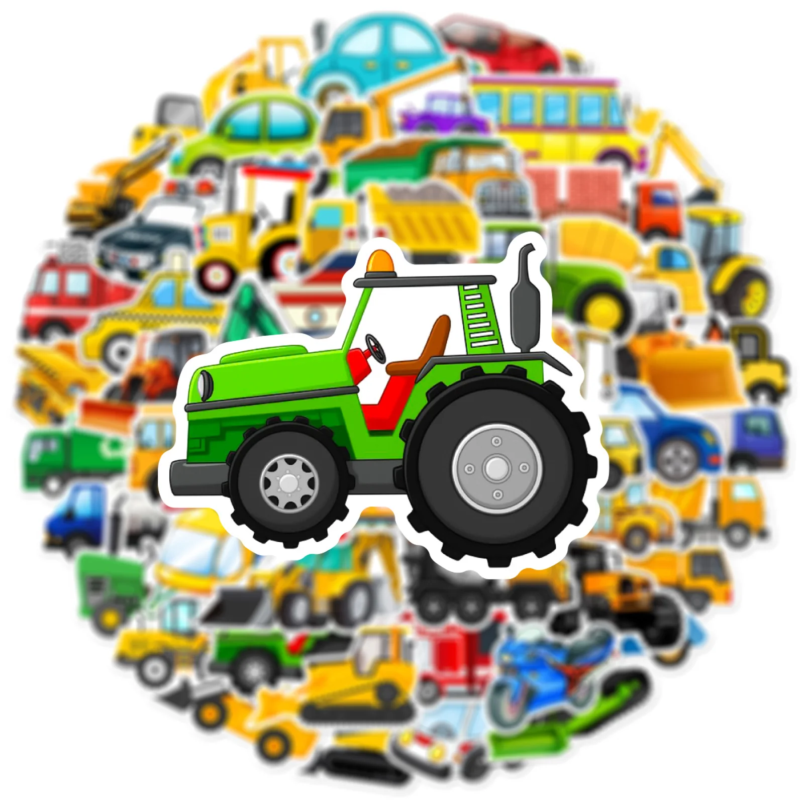 10/60PCS 만화 트럭은 DIY 어린이를위한 낙서 스티커를 운송합니다. 교육 스크랩북 편지지 물병 전화 노트북