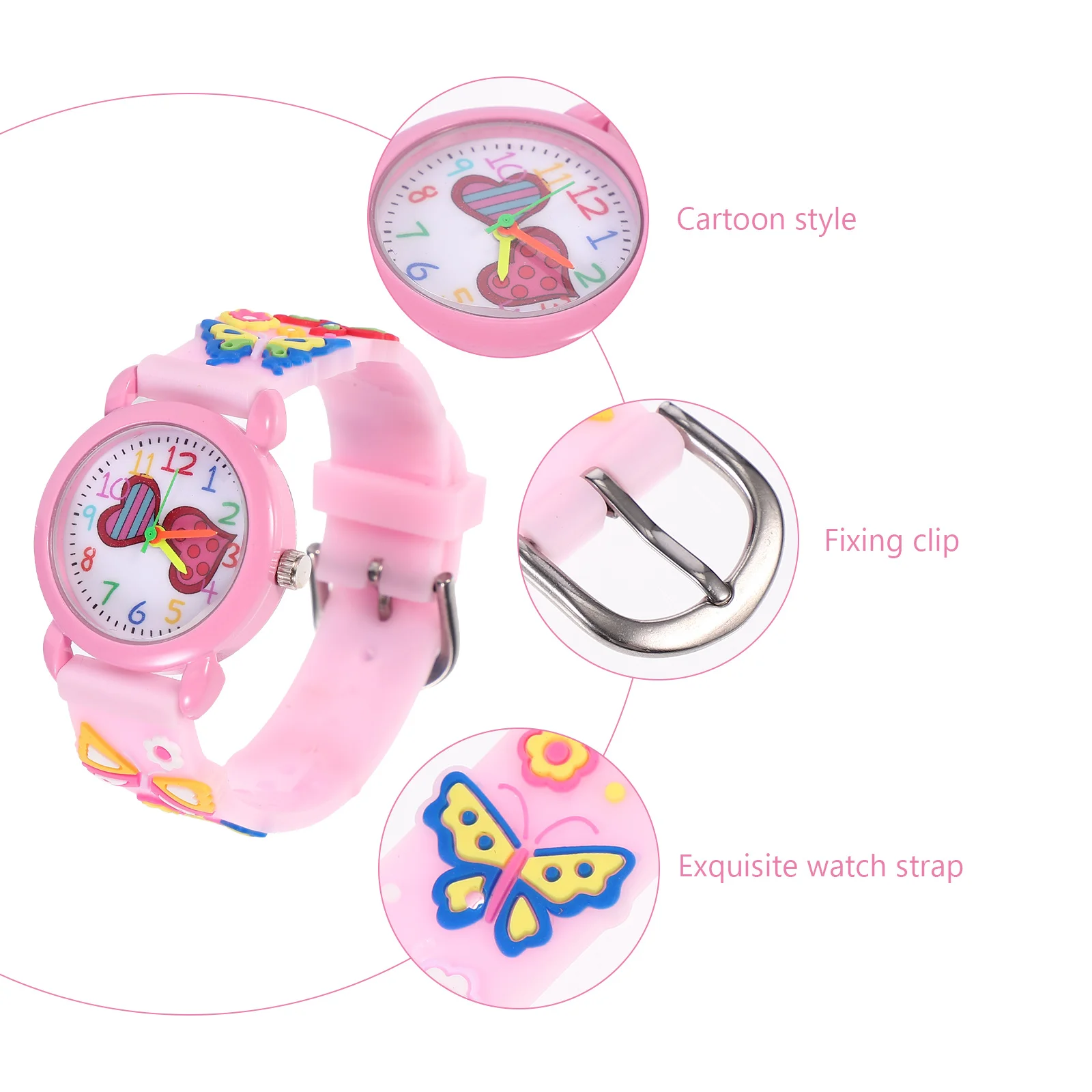 1Pcs Wristwatch Cartoon Design Colorful 3D Watch Lightweight Adjustable Time Teaching Student 3D Watch