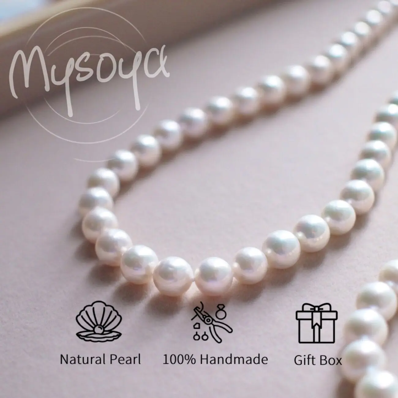 

MYSOYA 8-9mm Round Freshwater Pearl Necklace Pumpkin Clasp With Gift Box Unisex Jewelry Perfect For Wedding Birthday Christmas
