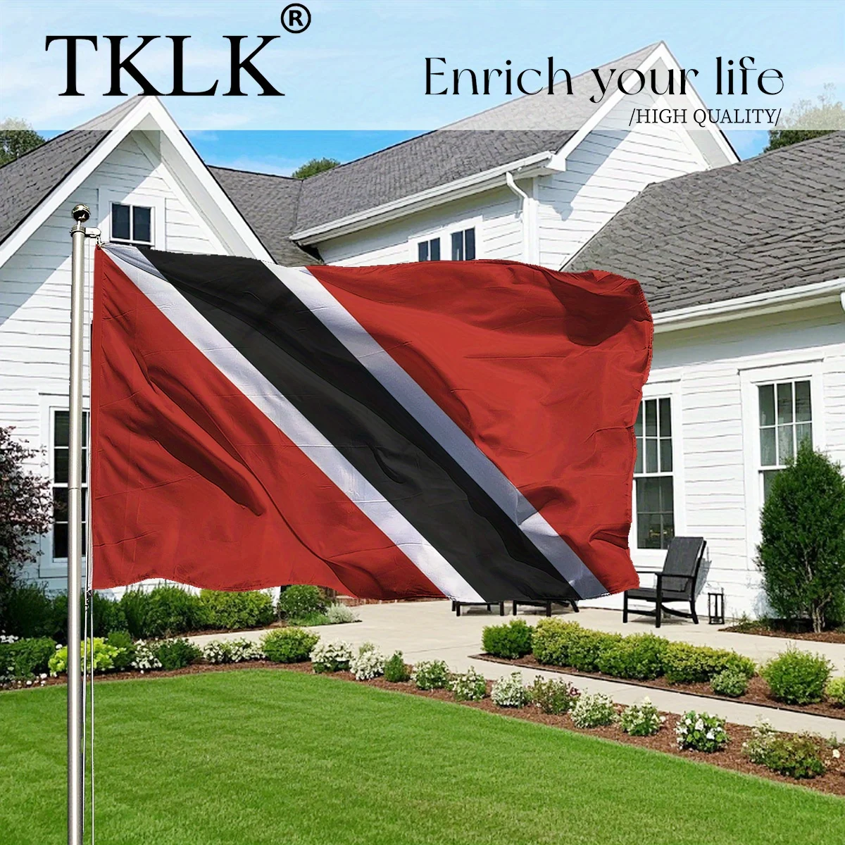 

1pc 3x5ft(90x150cm) Trinidad and Tobago Flag - Durable Polyester, Vibrant Red with Black Stripes, Hanging Banner for Decorations