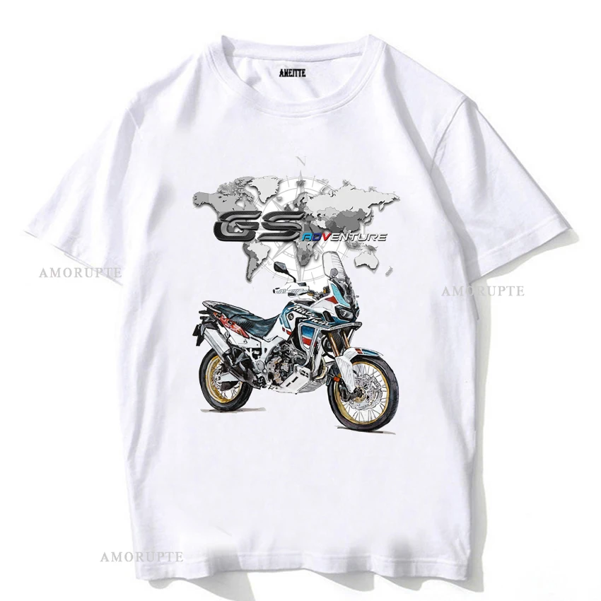 T-shirt de Moto Blanc pour Homme, Vêtement de dehors, Legend, Twin Crf 1000l, Japan Adventure Hon Africa