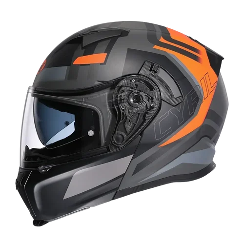 Imagen 2 del producto Casco de motocicleta de cara completa con doble visera, casco de motocicleta abatible Cyril con ranura Bluetooth para casco adulto aprobado por DOT