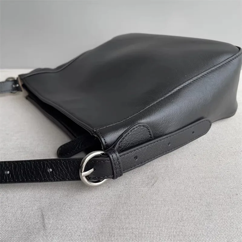 High Quality Natural Cow Leather Hobo Bag for Women, Soft Leather Crossbody Bucket Bag, Practical Luxury Shoulder Handbag